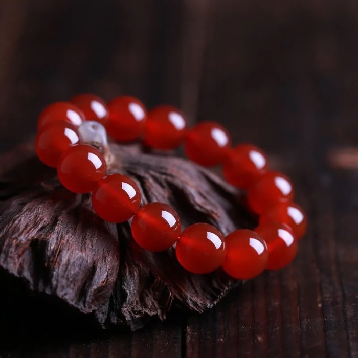 Gelang Batu Giok Merah China Asli Red Jade 10mm 8mm Pria Wanita G149