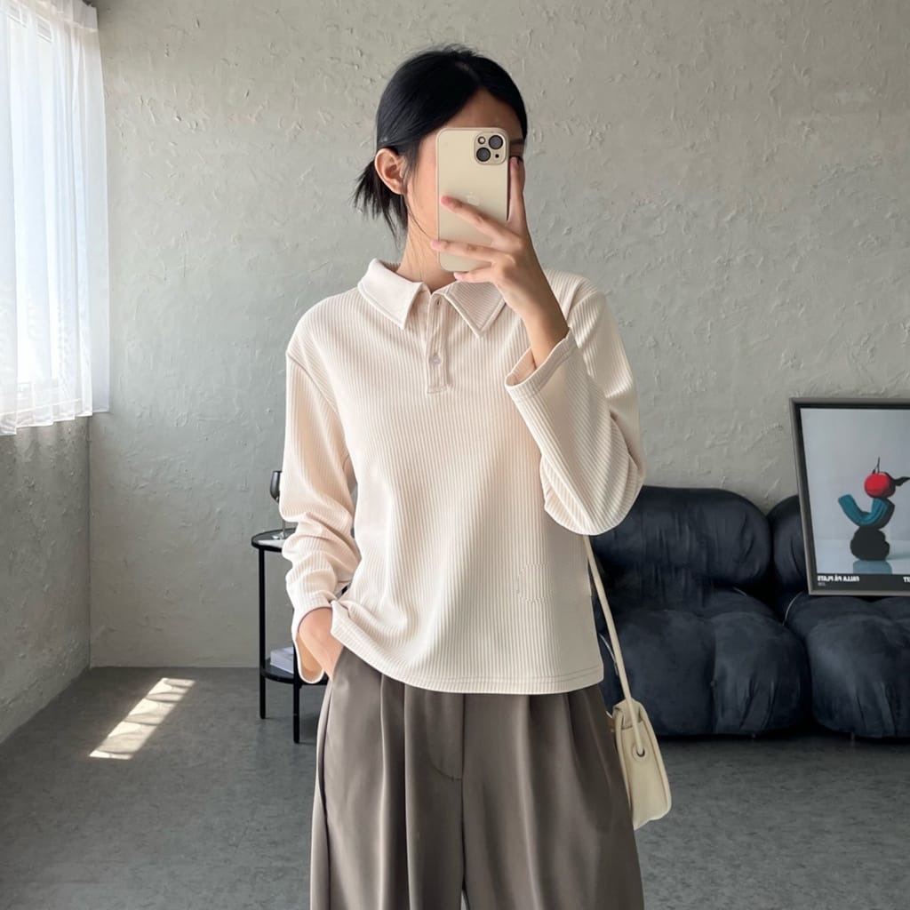 BEFAST - ZNF OOTD WANITA LONGSLEVEE SARAH / Cerine Top Knit PJ / Atasan Wanita Lengan Panjang / Pakaian Casual Remaja ABG / Outfit Daily Wanita Terlaris / Longslevee Polos Formal / Terlaris