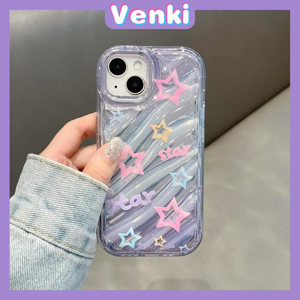 VENKI - Untuk iPhone 11 iPhone Case Laser Reflektif Bening Phone Case TPU Lembut Shockproof Airbag Phone Case Bintang Romantis Kompatibel dengan iPhone 14 13 Pro max 12 Pro Max XR XS 7 8