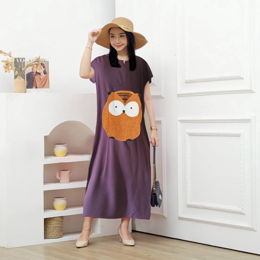 Dress Daster Owl Bahan Rayon Halus LD120 Busui Friendly - Areabanca