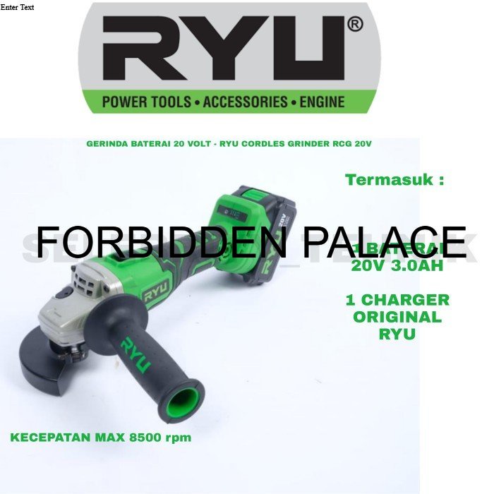 Dijual GERINDA BATERAI RYU - RYU CORDLESS GRINDER RCG 20V OPM326
