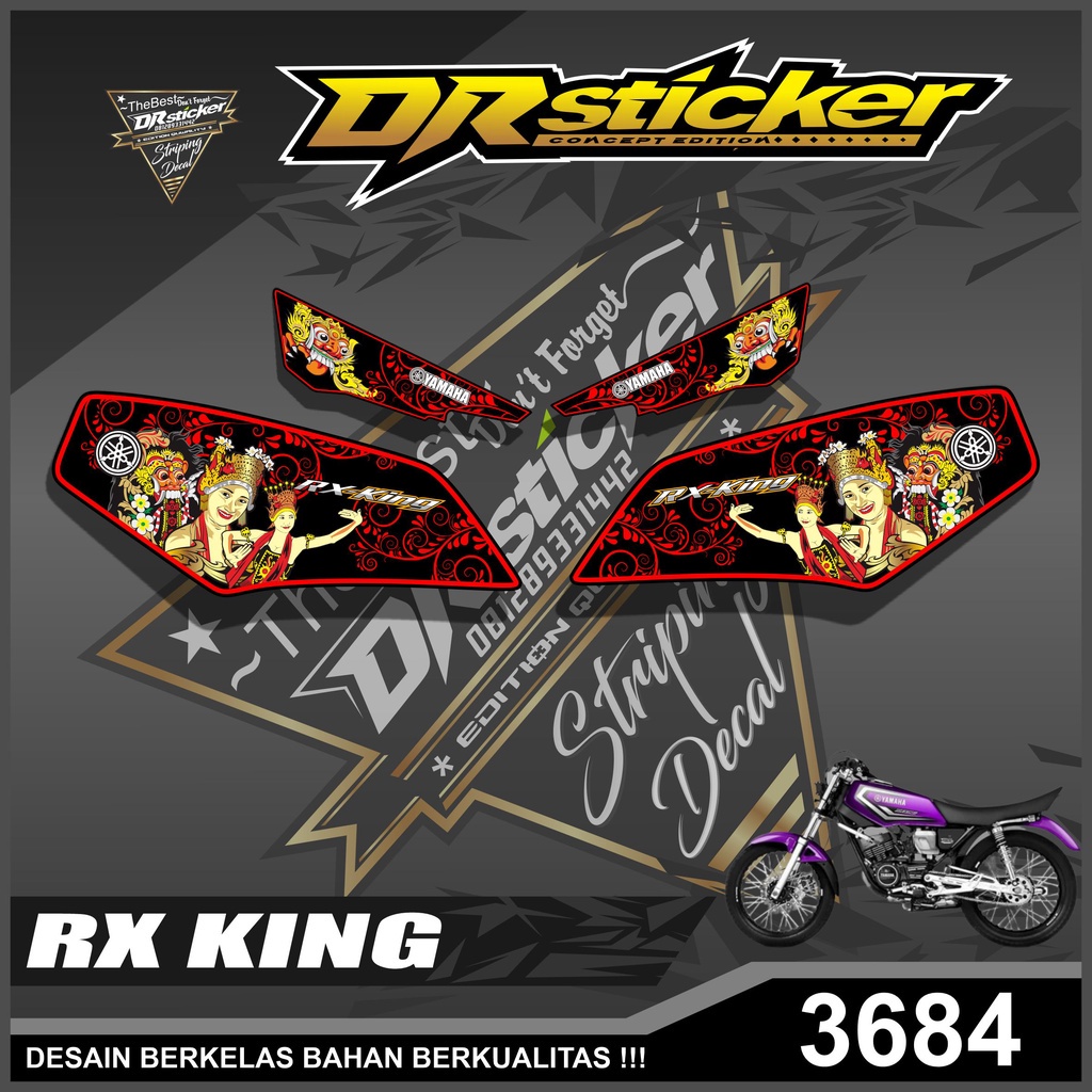 3684 Striping Sticker Rx King Semifull - Stiker Motor Yamaha RX KING Design Barong Bali