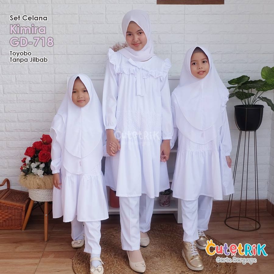 Setelan Baju Muslim Putih Anak Perempuan Set Celana Tunik Putih Anak Perempuan Setelan Baju Muslim A
