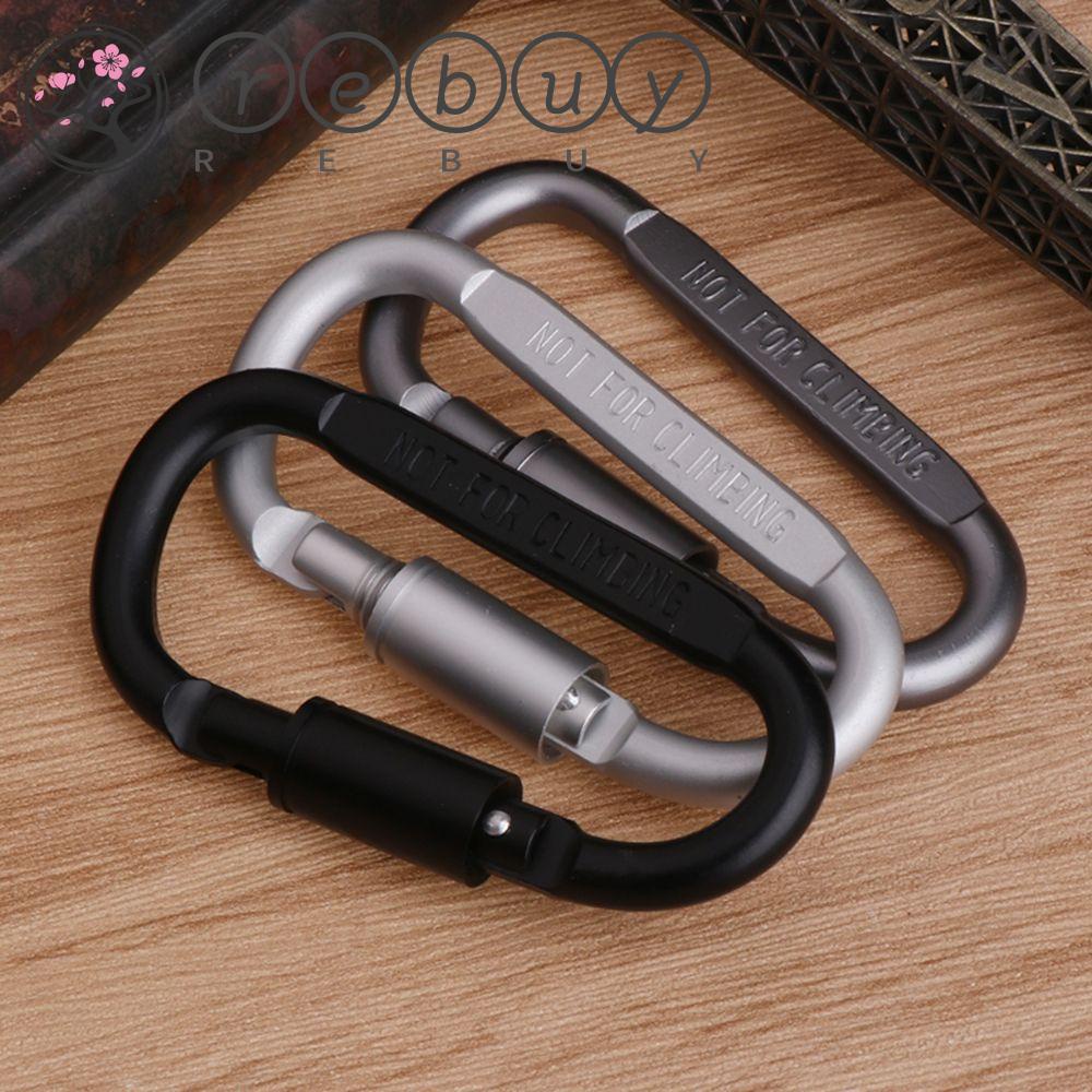 Rebuy Carabiner Bentuk D Alat Luar Ruangan Mendaki Kait Berkemah Bahan Aluminium Alloy Metal