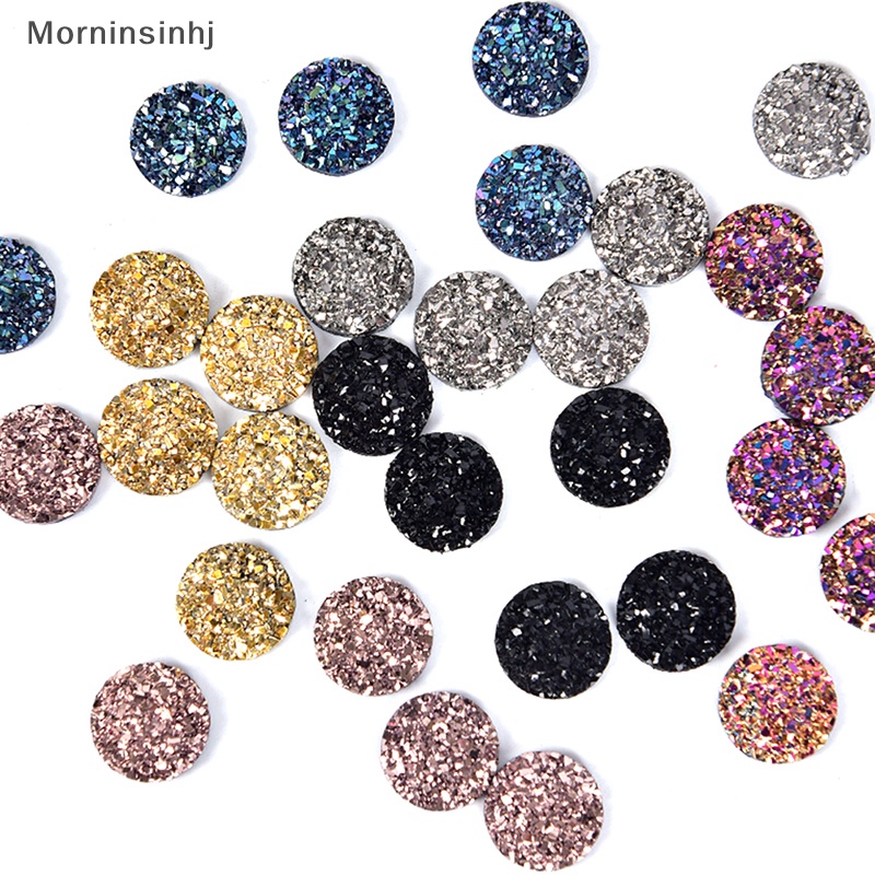 Mornin 50Pcs /Set 12mm Resin Dome Cabochon DIY Scrapbook Perhiasan Flat Kembali Berlian Imitasi id