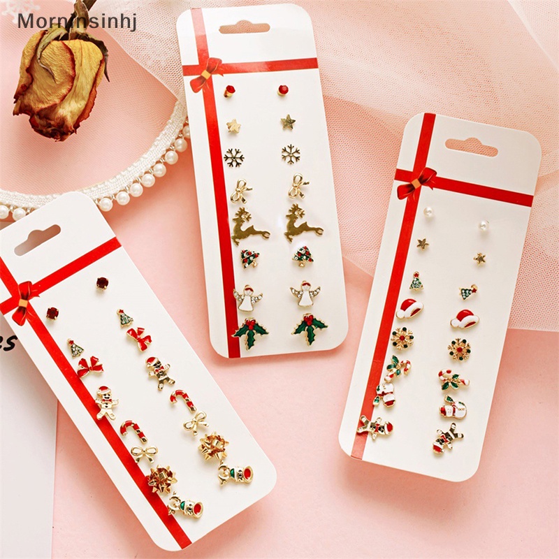 Mornin 8 Pcs/Set Kepribadian Natal Anting Perhiasan Aksesoris Set Xmas Liburan Pohon Elk Snowman Santa Anting Lucu Natal Pesta Perhiasan Hadiah Untuk Wanita Gadis Anak id