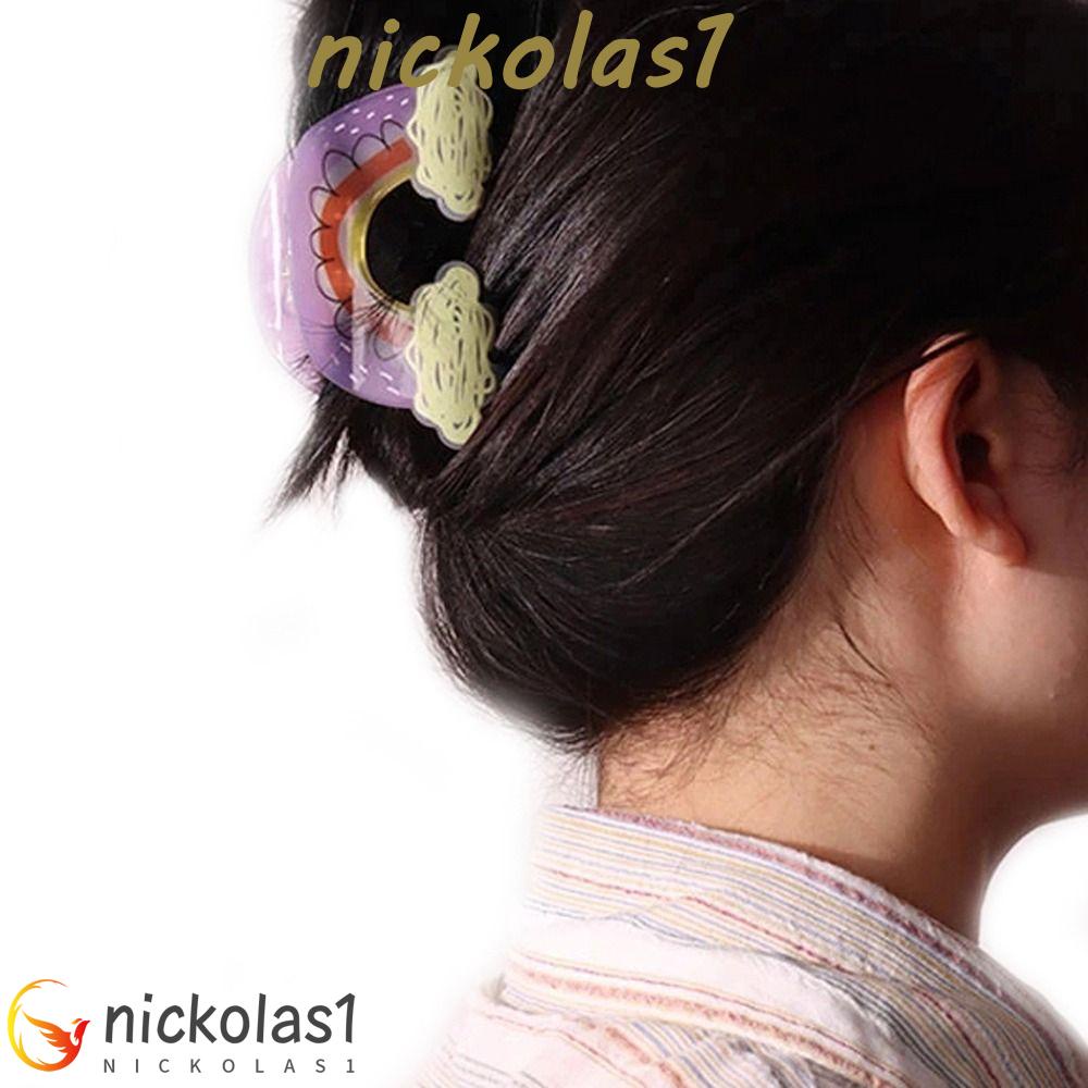 Nickolas1 Rainbow Hair Claw Cute Elegant Ins Bentuk Setengah Bulan Warna Permen Korea Hairgrip Geometris Akrilik Printing Jepit Rambut
