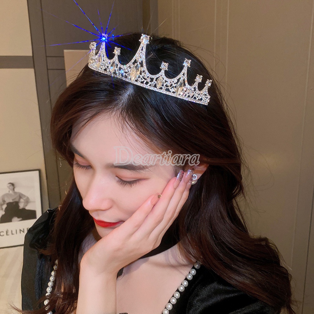 Mahkota Pengantin Hiasan Kepala Kristal Buatan Tangan Hiasan Rambut Bride Crown Princess Birthday Band