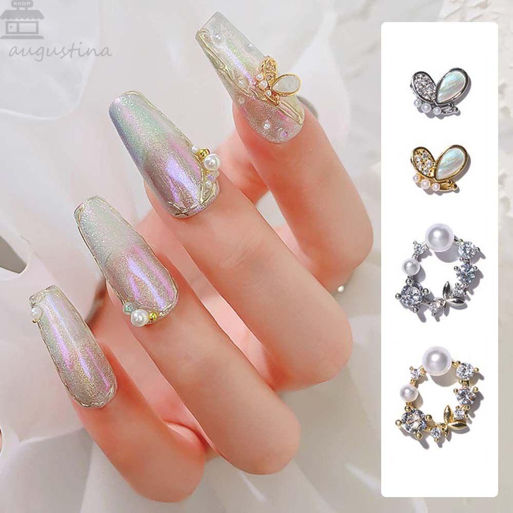 AUGUSTINA Agustina Perhiasan Kupu-Kupu Nail Art Shiny Tiga Dimensi Mewah DIY Nail Art Ornamen
