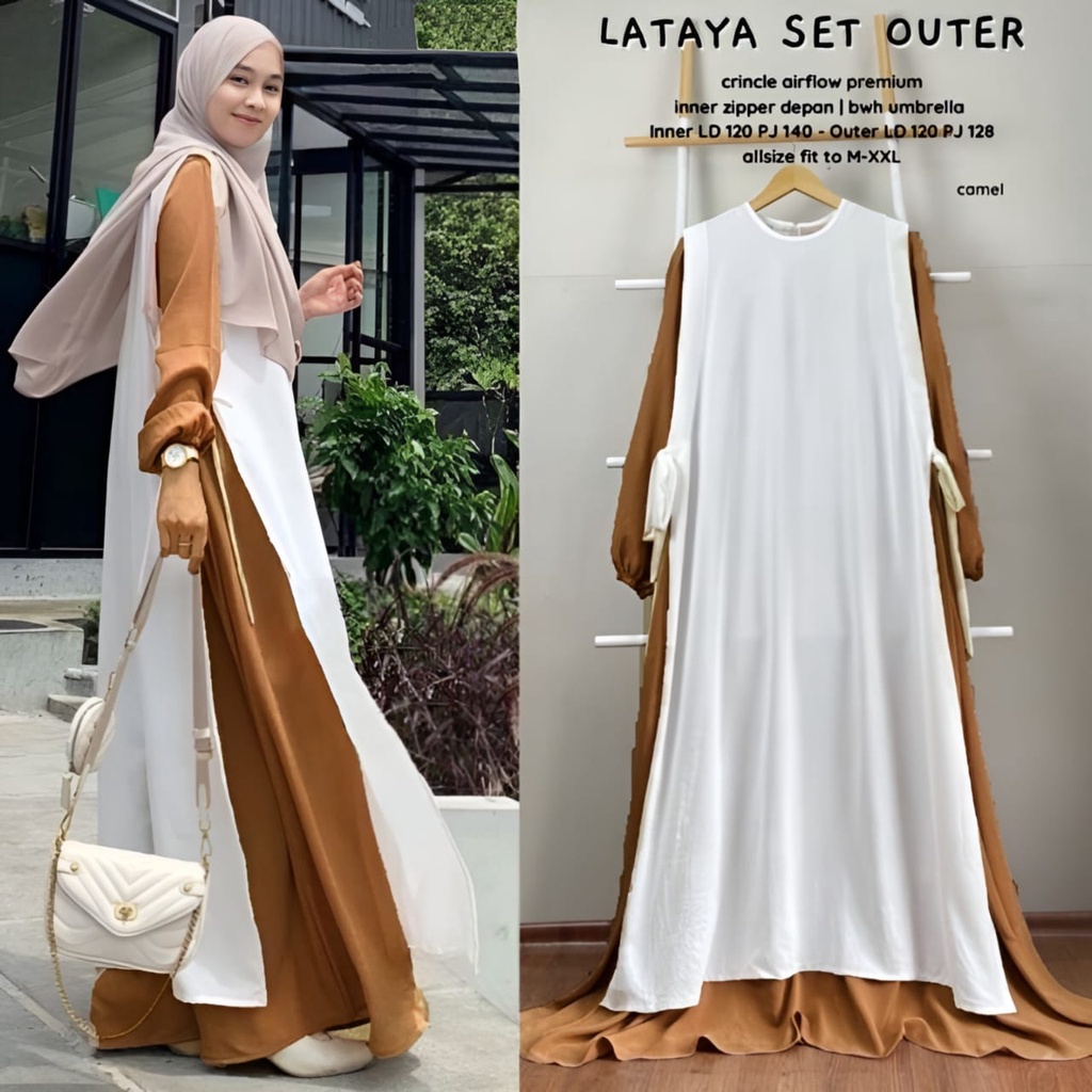 Lataya One Set Gamis Wanita Remaja OOTD Kondangan Fit To XL Besar Premium l Dress Cringkle Airflow