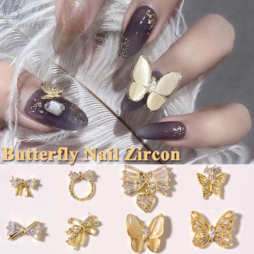 AUGUSTINA Agustina DIY Kuku Berlian Imitasi Mewah Mengkilap Liontin Rantai Opal Alloy Perhiasan Kuku Kristal
