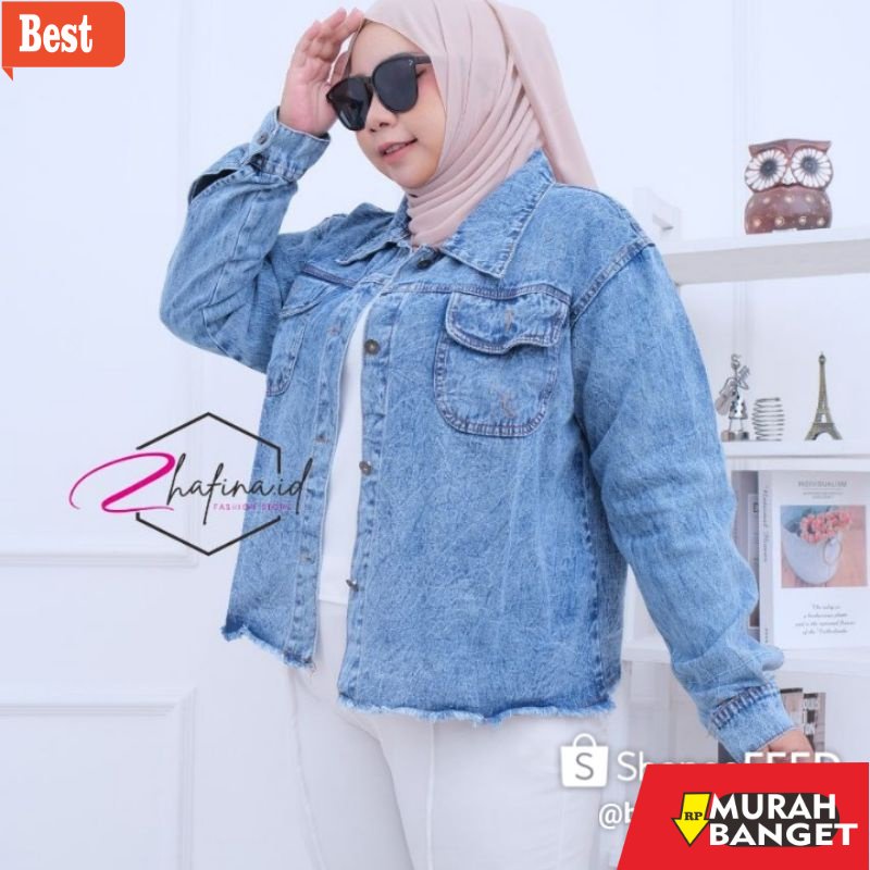 Jaket denim wanita terbaru- jaket jeans wanita jumbo XXXXL Ld 130 jaket wanita jumbo Ld 130 jaket je
