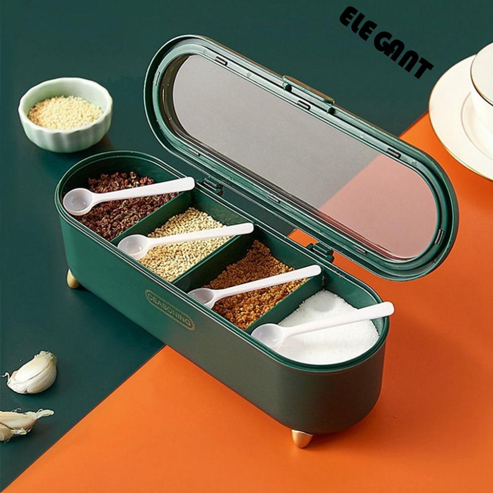 【 ELEGANT 】 Kotak Bumbu 1pcs Kreatif Untuk Gula, Garam Dan Merica Dengan 4blp 4kisi Penyegelan Gadget Dapur