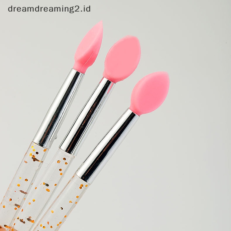 (drea) 10pcs Kuas Aplikator Bibir Eyeshadow Kepala Silikon Lembut Makeup Brushes Dengan Crys //