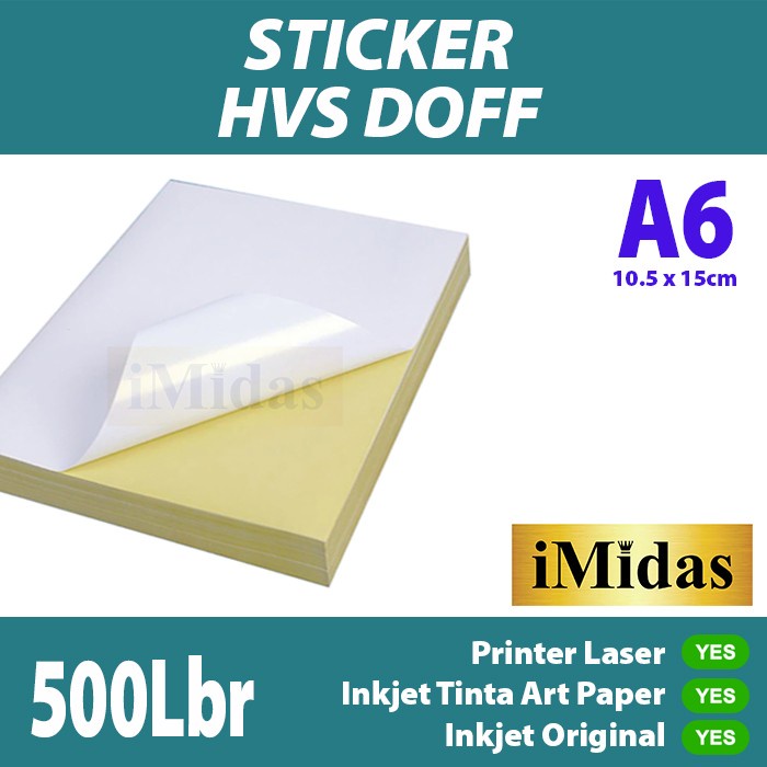 

Sticker Label HVS Doff / Stiker Inkjet Matte Ukuran A6 - 500 lembar