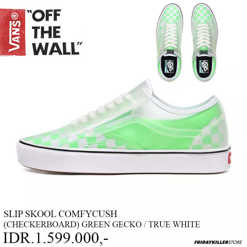 SEPATU VANS OFF THE WALL | SLIP SKOOL COMFYCUSH CHECK GREEN