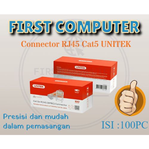 Konektor Rj45 Cat 5e Unitek 8P8C isi 100pcs