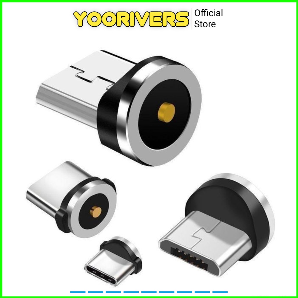 Charger kepala magnet casan magnet 1 konektor android micro USB type C iphone kabel magnet 1 titik p