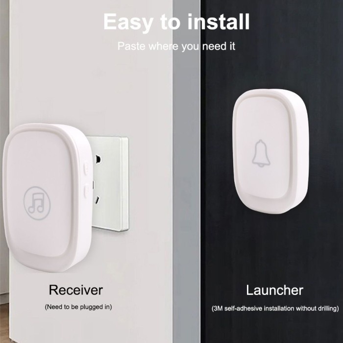 Bell Bel Pintu Rumah Wireless DoorBell Waterproof 38 Nada 1 2 Receiver