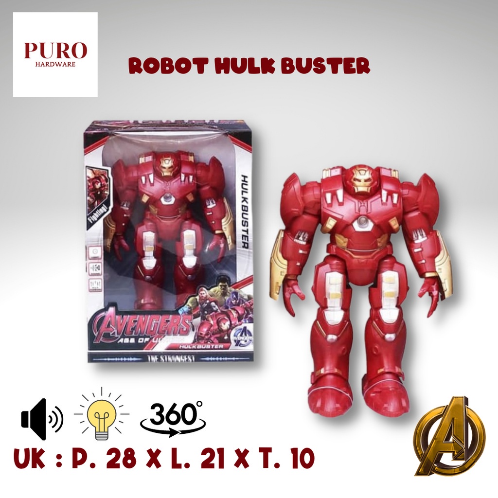 Robot Ironmen / Robot Hulk Buster Avengers / Koleksi Mewah / Mainan Avengers Gerak Bunyi