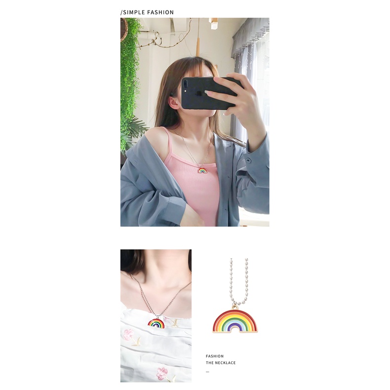 Rainbow Kalung Pria Trendi ins Hip-Hop Versi Korea Influencer Street Wear Sederhana All-Match Liontin Bunga Matahari Pria