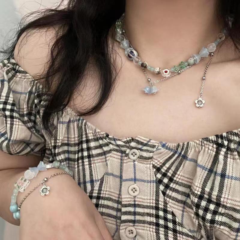 Fresh~ Kalung Manik-Manik Bunga Mori Kecil Gadis Temperamen Perempuan All-Match Gelang Desain Niche Gaya Baru