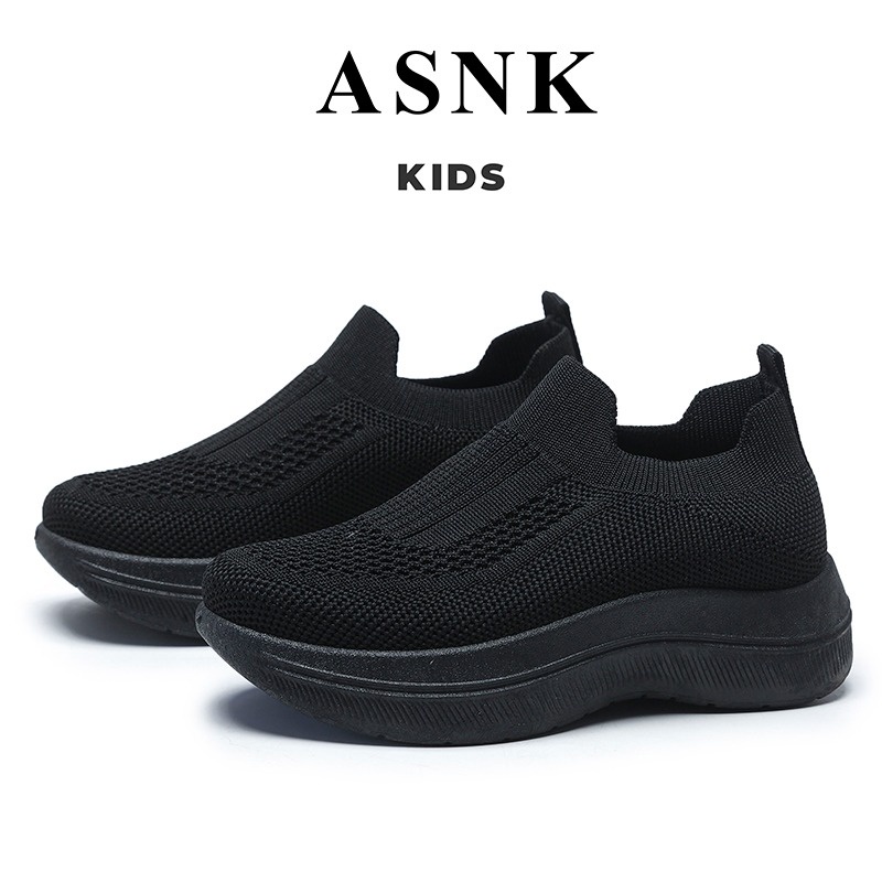 [GROSIR][COD] SEVEN_DAY SEPATU SLIP ON RAJUT ANAK CEWEK COWOK USIA 3-10 THN WM2329 HITAMFULL