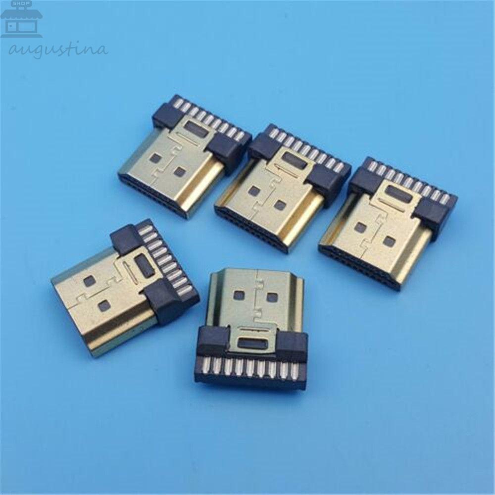 AUGUSTINA Konektor Colokan Solder 5pcs Ganti T8 Male A Type HDMI