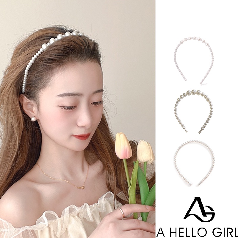 Ahellogirl Fairy Pearl Hair Hoop Super Fairy Forest Head Hoop All-match Hairpin Rambut Travel Net Selebriti Jepit Rambut