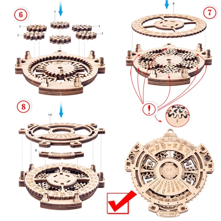 AKN88 - ROCKWARE RW-DIY01 - Creative Wooden Puzzle Perpetual Calendar 21 Parts