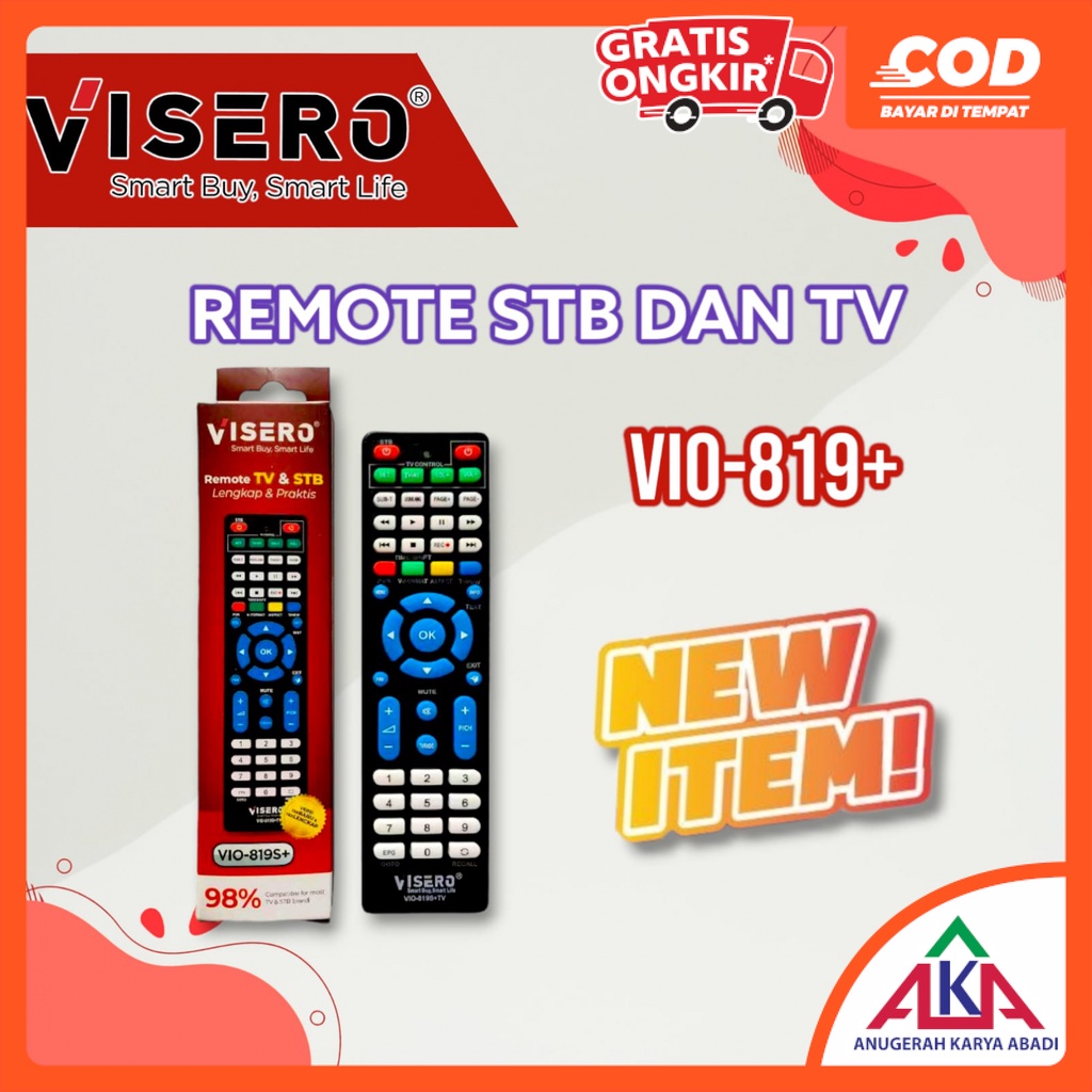 VISERO VIO 819 Plus Remote STB Dan TV Set Top Box Receiver TV Digital DVB T2 Hybrid