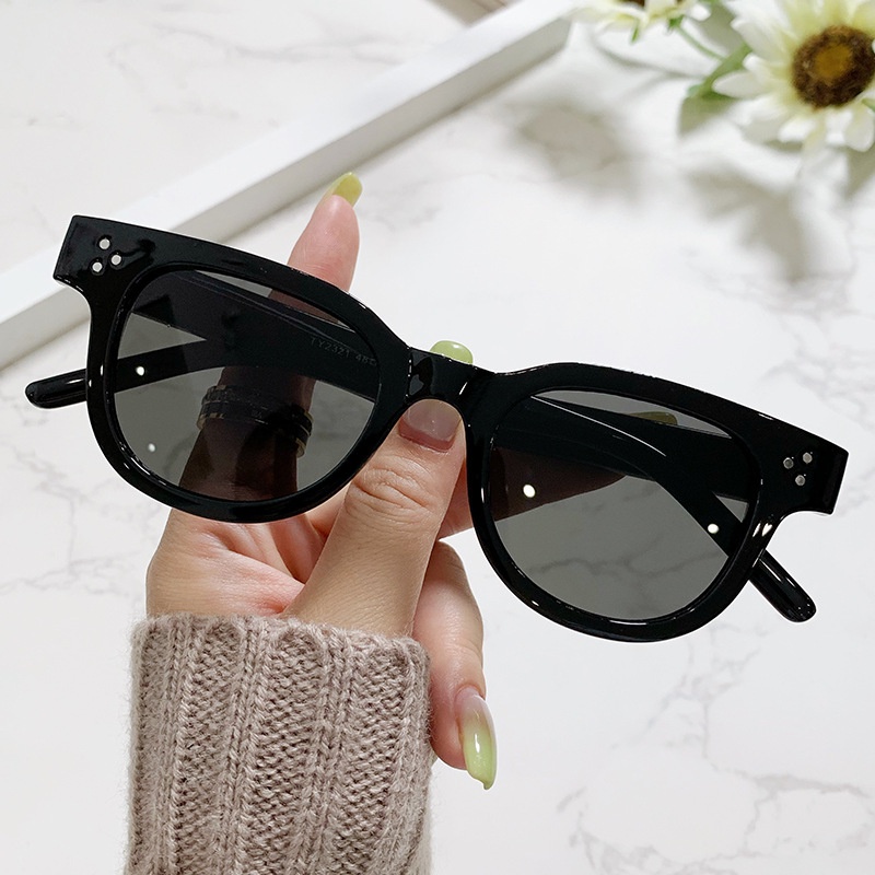 Vintage Hitam Frame Kacamata Lensa Coklat Untuk Pria Wanita Unisex Retro Sunglass UV400 Perlindungan Kacamata Matahari Shades Eyeglasses