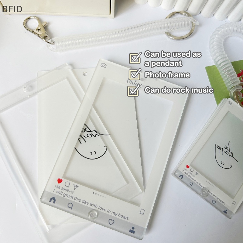 [BFID] Photocard Holder Stand Pigura Pajangan Foto Kartu Gambar Dengan Lanyard Gantungan Kunci Photocard Protector Case Dekorasi Desktop Rumah [ID]