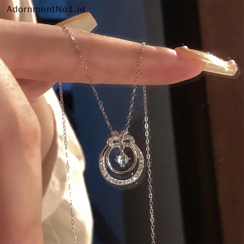 [AdornmentNo1] Kristal mengkilap ikatan simpul bulat berongga kalung Exquisite rantai klavikula Fashion kalung untuk wanita trendi Aesthetic perhiasan