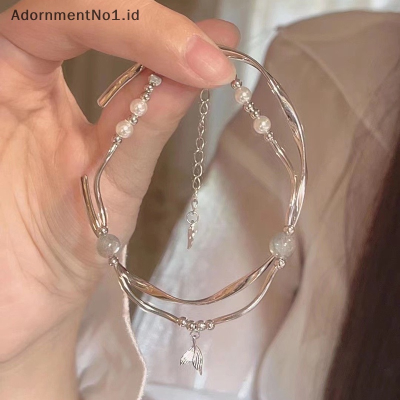 [AdornmentNo1] Fishtail gelang cincin Mobius perempuan Bracelet Ins desain ceruk ringan Moonlight batu Bestie gelang angin dingin