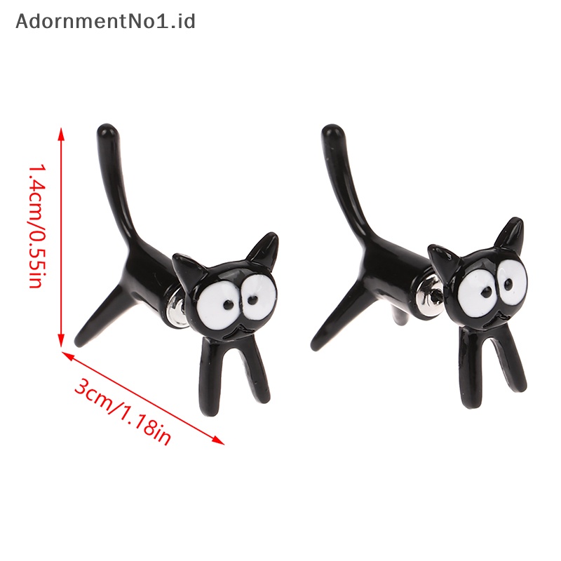 [AdornmentNo1] 1pasang lucu kecil kucing hitam kepribadian anting untuk wanita lucu kartun Kitty hewan anting tren gadis pesta perhiasan hadiah