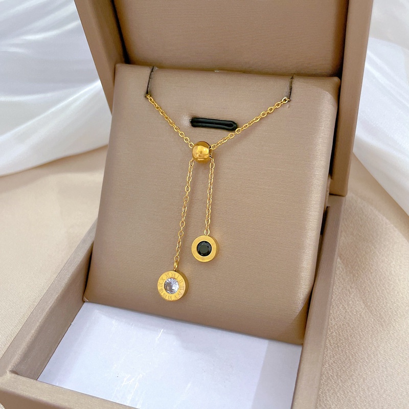 Kalung serut bvl zircon juntai  titanium stainless steel 316L import anti karat harga grosir bisa cod