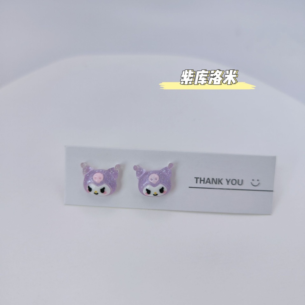 Sanrio Gadis Korea Manis Kartun Pacha Anjing Anting Jelly Transparan