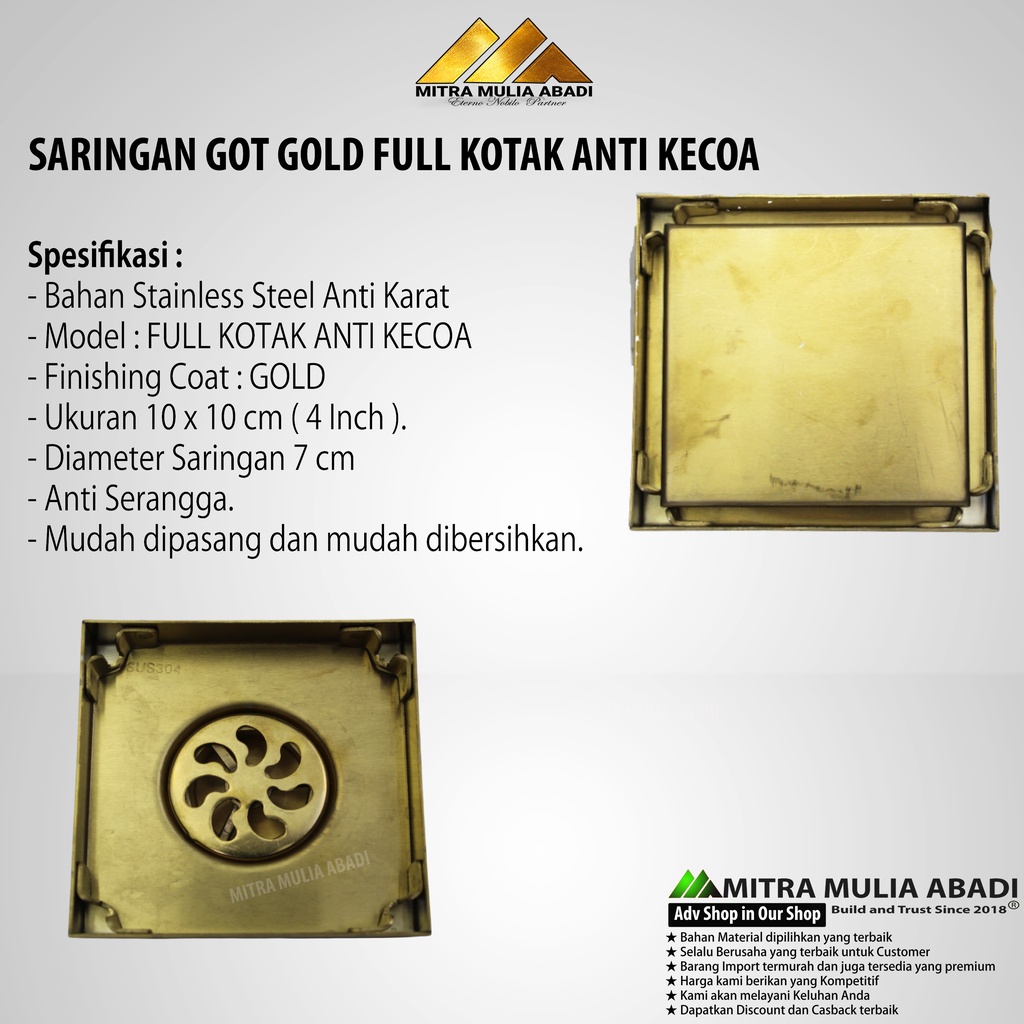 Saringan Got Stainles / Saringan Got Gold Full Anti Kecoa / Floor Drain Iron