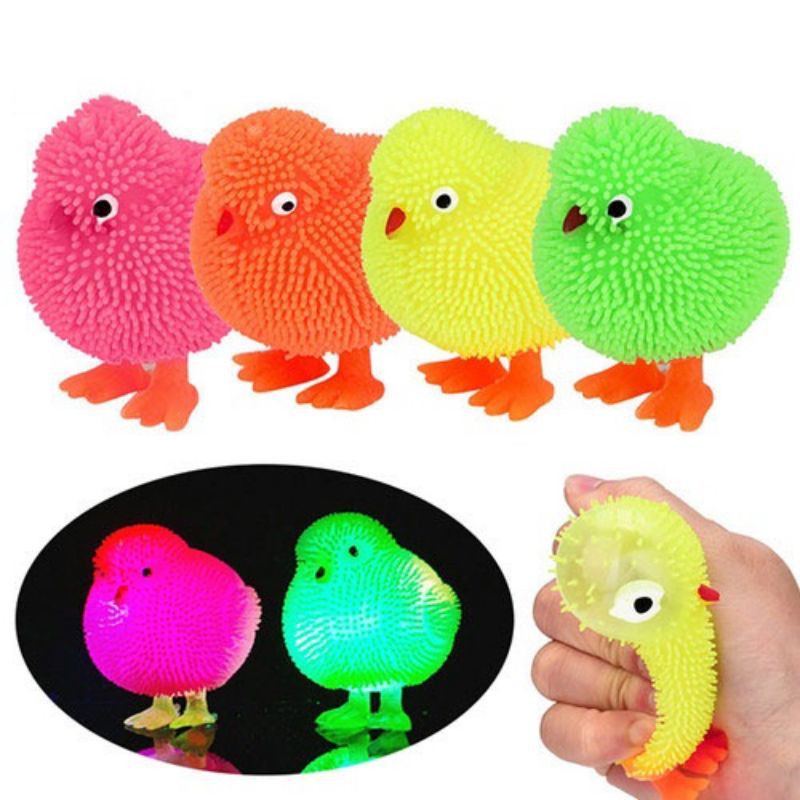 Mainan Anak Ayam Karet Pencet Nyala Lampu Mainan Bayi / Squishy Ayam Lampu