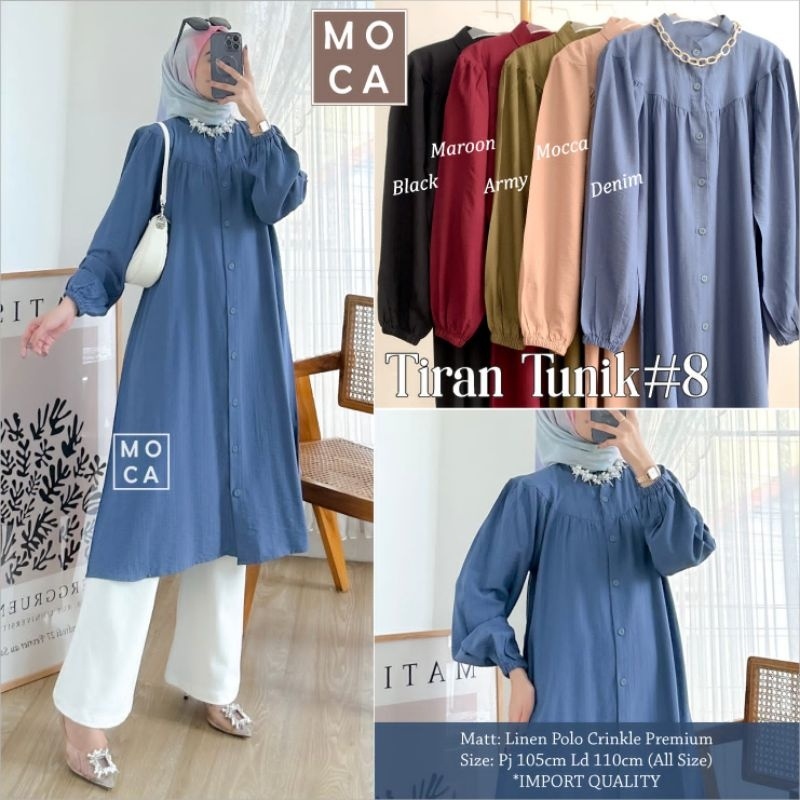 TIRAN TUNIK #9 ORI MOCA | Ld110 Linen Polo Crinkle Premium