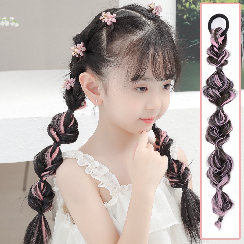 Rambut Palsu Wanita Kepang Ponytail Twist Hip Hop Highlight Lucu Gaya Korea Aksesoris Rambut AK291