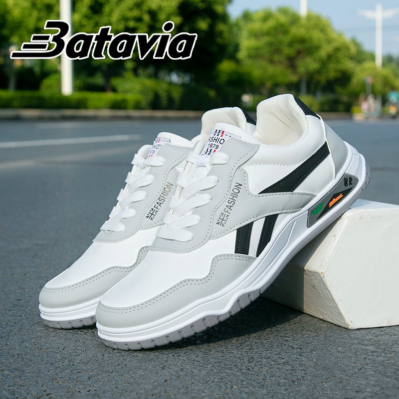 BATAVIA Fashion white Pria olahraga sepatu Sepatu Sneakers Pria Sport Shoes sepatu sekolah Sepatu Pria Putih Sneakers Tali Casual Sepatu Cowok Sekolah Trendy Kerja Kuliah Outdoor Running Shoes J13