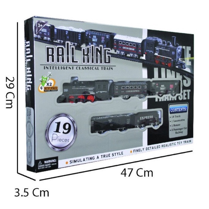 MAINAN ANAK KERETA API RAIL KING 19 PCS CLASSIC TRAIN LOCOMOTIF