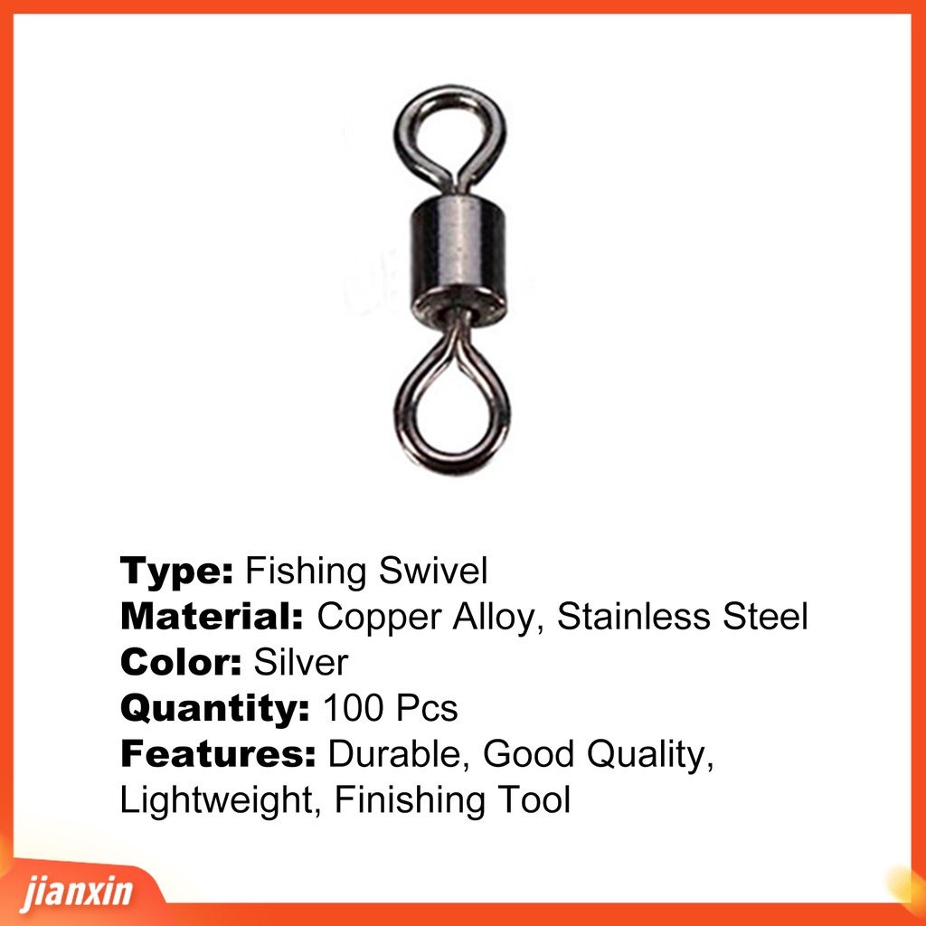 (In Stock) 100Pcs Memancing Putar Heavy Duty Bearing Rolling Copper Alloy Fishhooks Praktis Untuk Outdoor