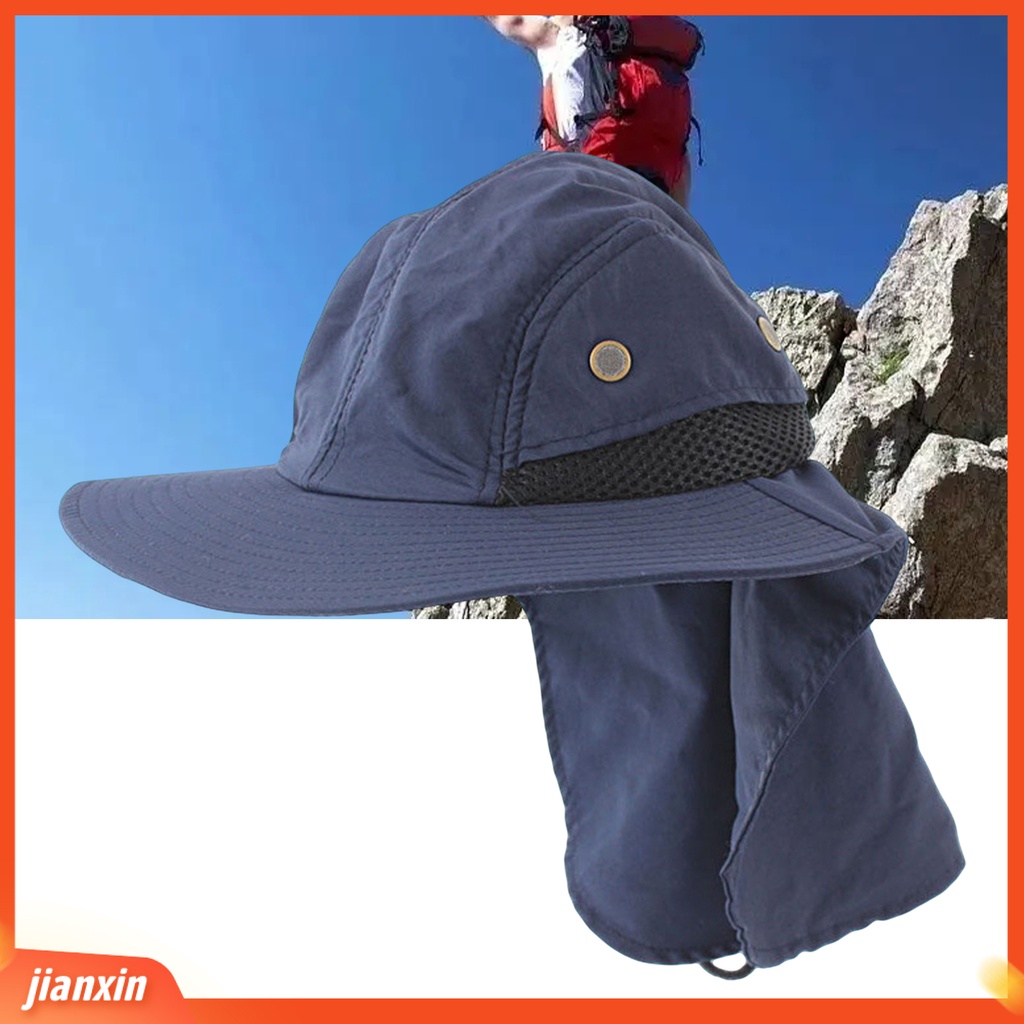 (In Stock) Topi Memancing Leher Flap Adjustable Pelindung Matahari Cepat Kering Pinggiran Lebar Unisex Topi Gunung Untuk Outdoor