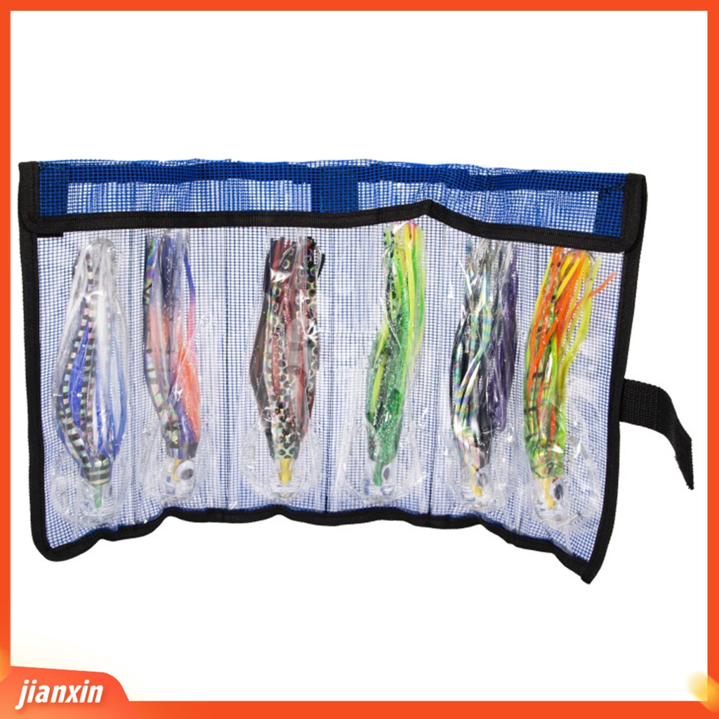 (In Stock) 6Pcs /Set Rok Umpan Troli Umpan Cumi Silikon Hidup Dengan Desain Kait Untuk Air Asin