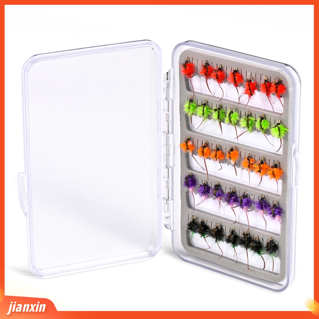 (In Stock) 35Pcs Umpan Pancing Desain Simulasi Warna Terang Ukuran Mini Realistis Dengan Kait Tajam Compact Bulu Serangga Lalat Buatan Memancing Umpan Perlengkapan Memancing