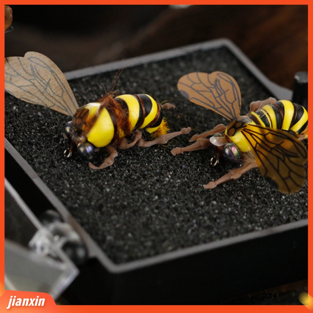 (In Stock) 2Pcs /Set 15MM 0.23g Umpan Lebah Buatan Efek 3D Mini Bionic Bee Fly Bait Mulut Kuda Palsu Untuk Outdoor