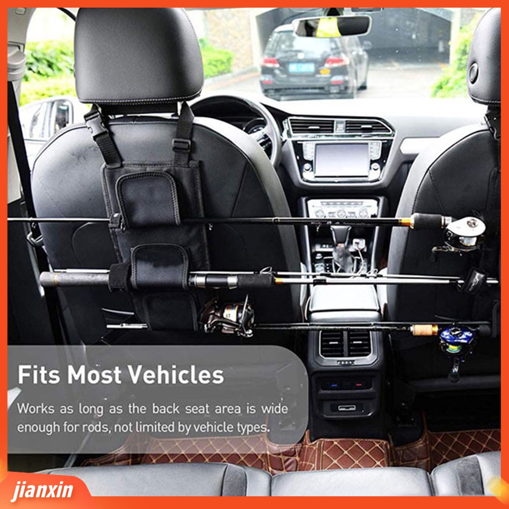 (In Stock) 2Pcs Kursi Belakang Mobil Tongkat Pancing Tiang Holder Dasi Tali Tetap Kantong Penyimpanan